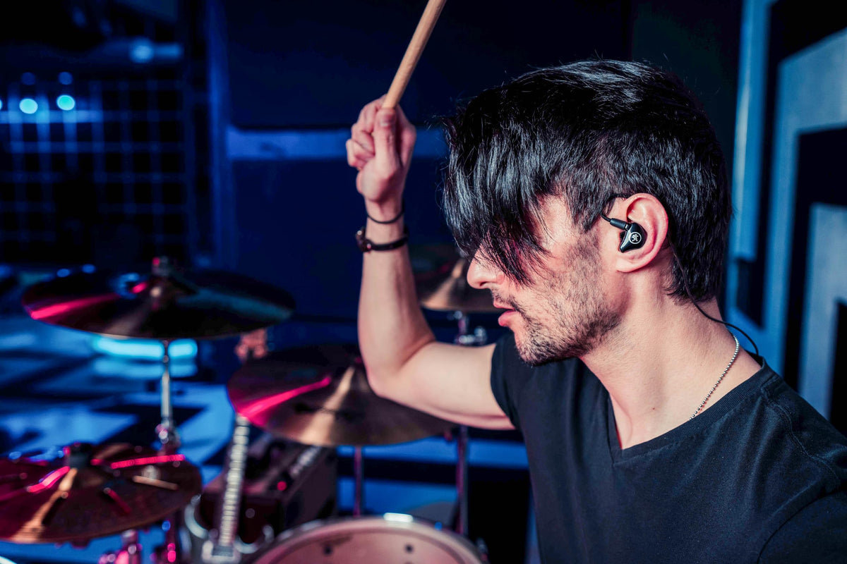 Mackie MP-460 in-ear close-up highlights compact quad balanced armature drivers