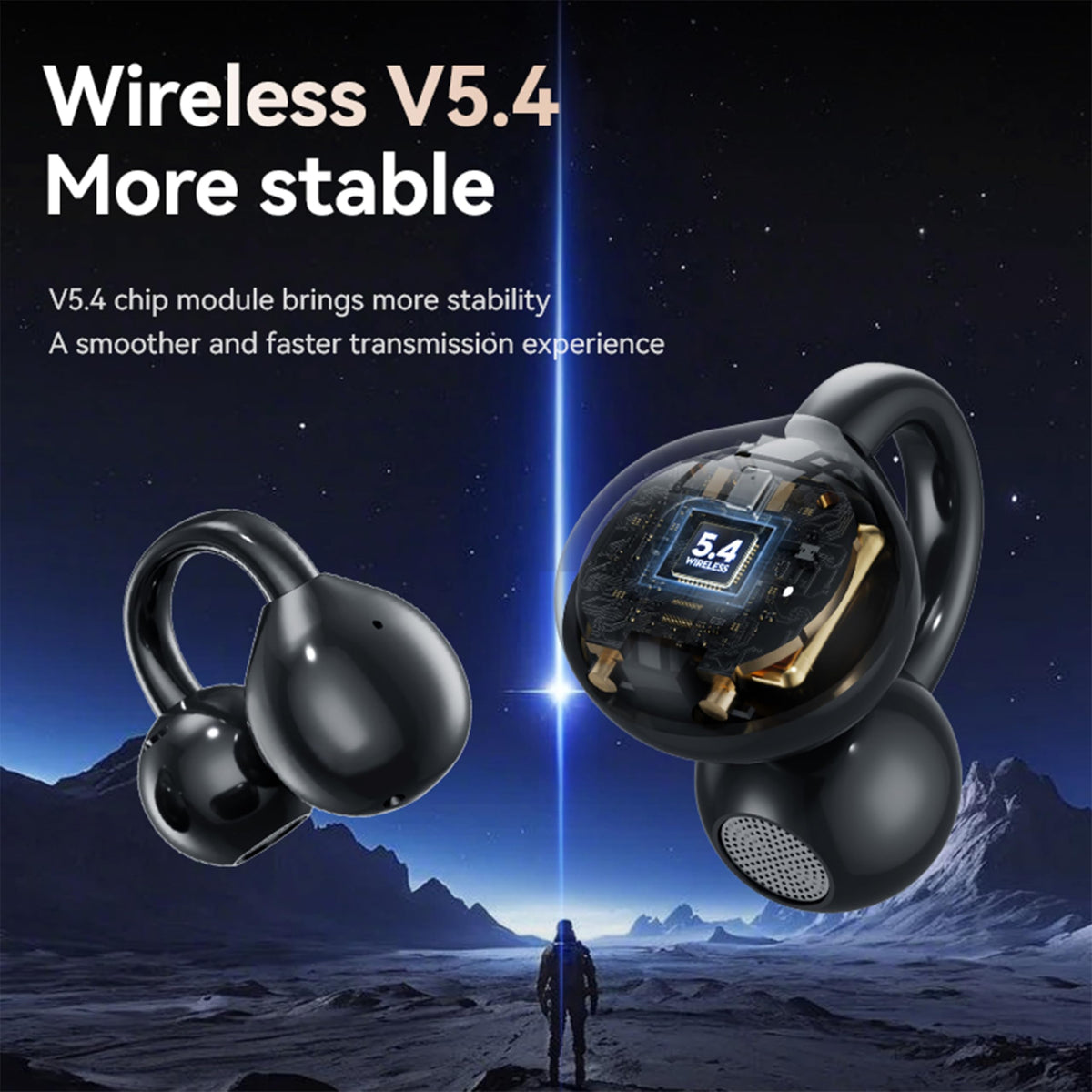 MAcnas open charging case with battery display showing quick status info