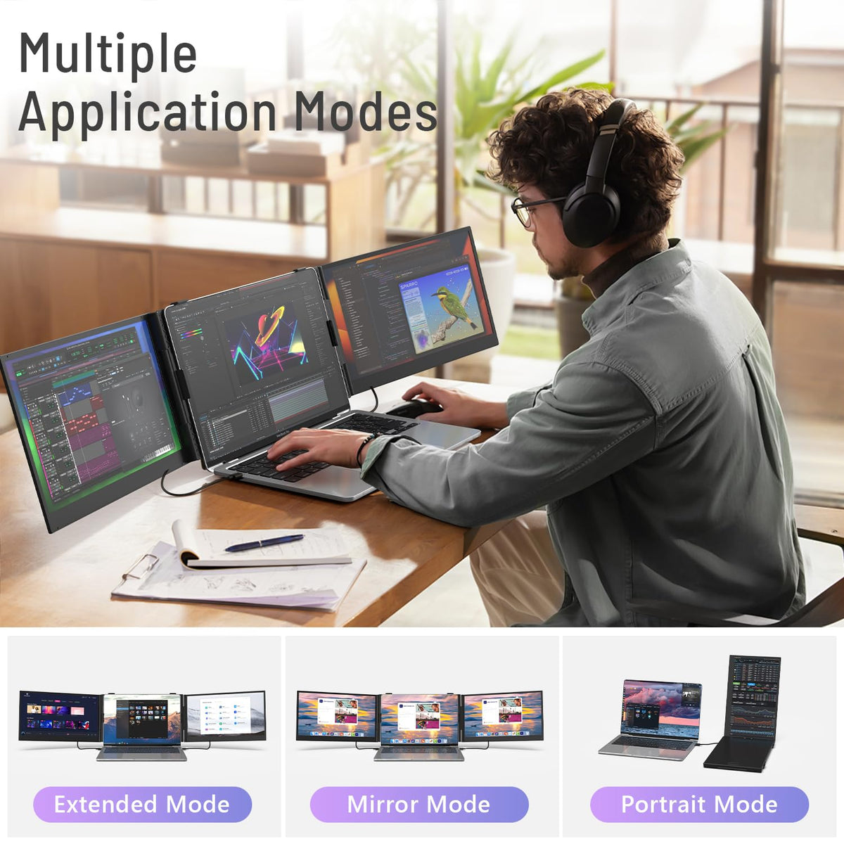 Macsecor clamp-on design protects the laptop while expanding display options.