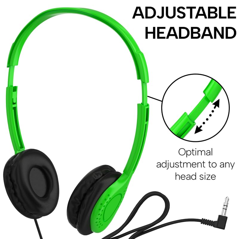 Maeline adjustable headphones red cushions durable in classrooms and labs