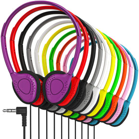 Maeline bulk headphones travel-ready for on-the-go listening.