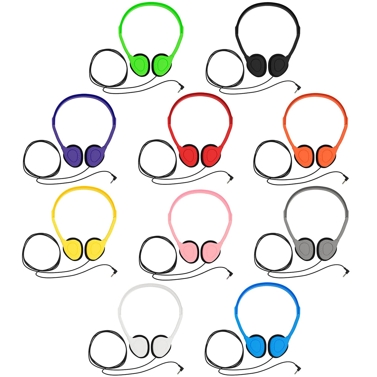 Maeline bulk headphones suitable for classrooms and travel.