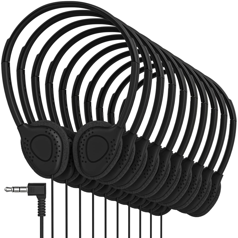 Maeline bulk on-ear headphones with packaging for classrooms and easy distribution.