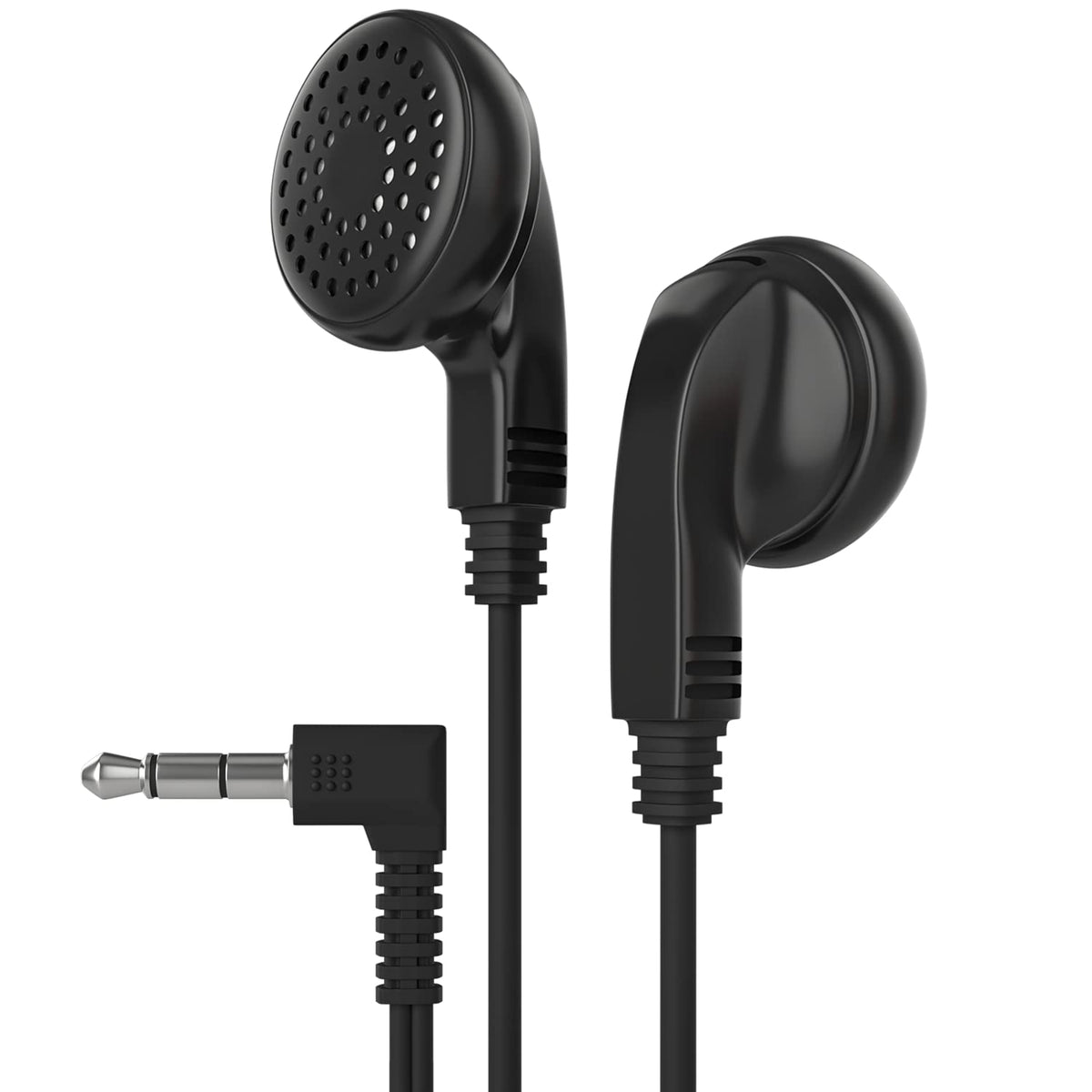 Maeline front packaging showing 100 individually boxed earphones and easy distribution benefit