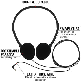Maeline 90-degree swivel ear cups for easy neck wear and compact storage.