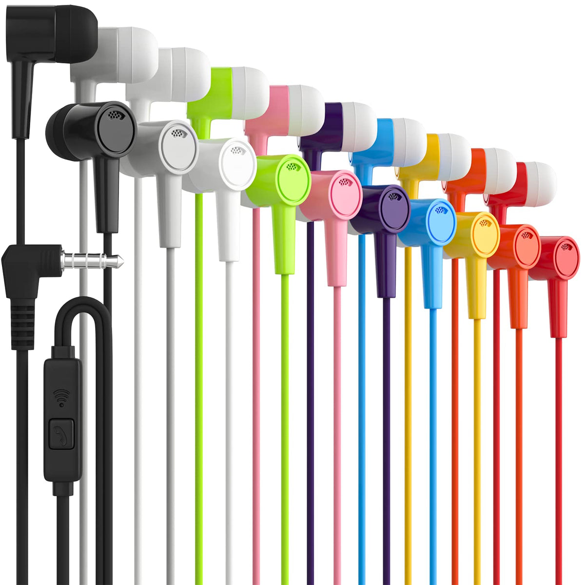 Maeline wired earbuds 30-pack with colorful options and immersive stereo sound.