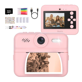 Mafiti Kids Camera front view shows ergonomic pink design for small hands.