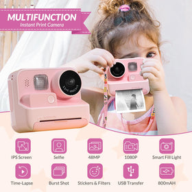 Mafiti Kids Camera pink back view emphasizes compact, kid-friendly design