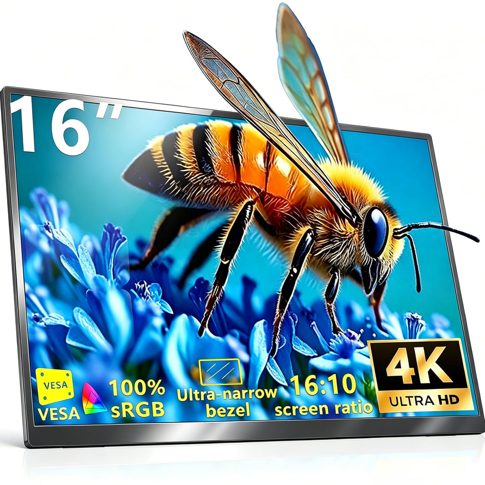 MAFNKOU 16-inch 4K portable monitor on desk for sharp multitasking visuals.