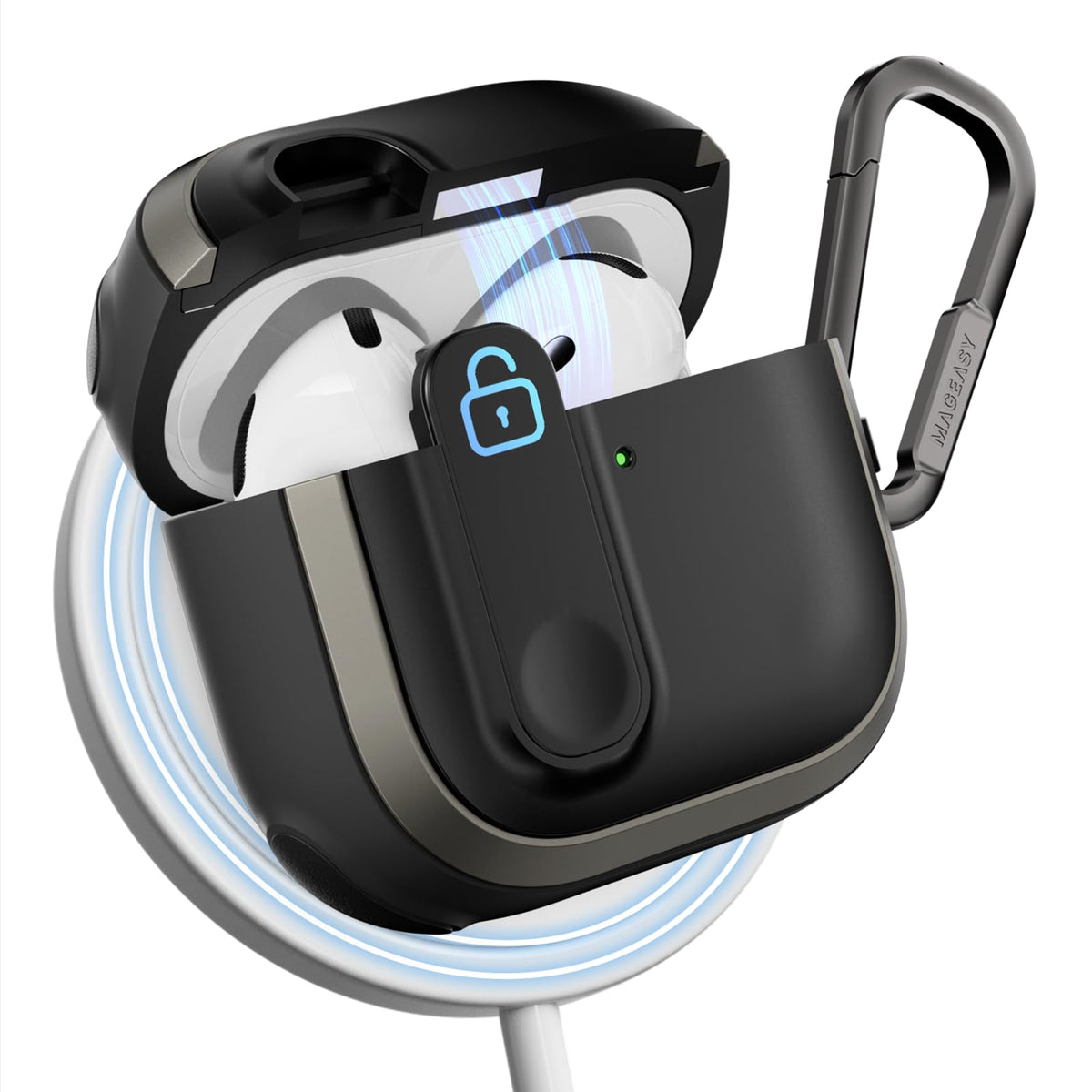 Mageasy Odyssey AirPods 4 Case with rugged metal frame for reliable drop protection