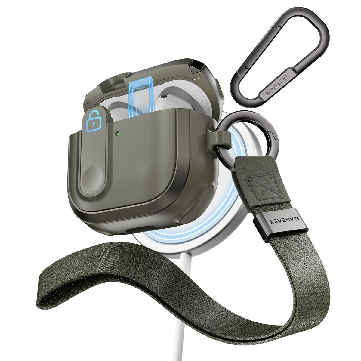 MAGEASY Odyssey front view showing metal green finish and durable protection
