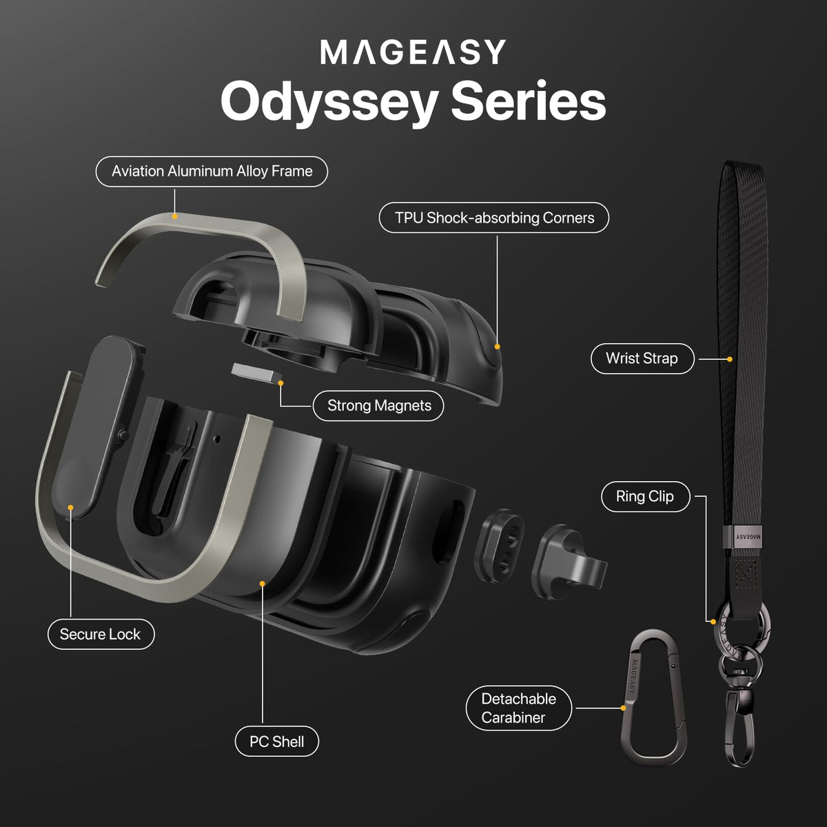 MAGEASY Odyssey interior TPU texture that cushions AirPods and prevents scratches