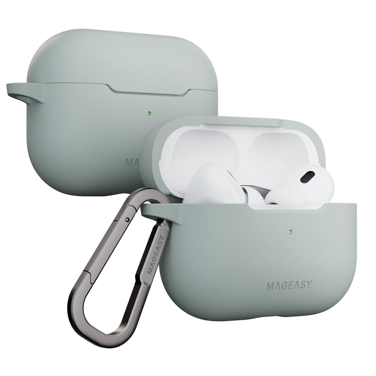 MAGEASY Skin AirPods Pro 2 case in Mirage Grey, front view with sleek protection