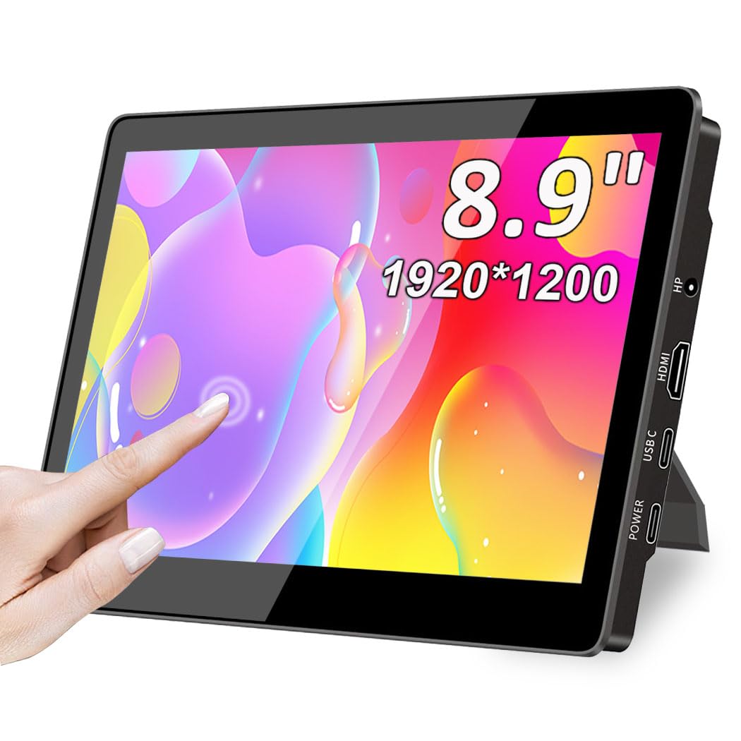 Magedok portable 8.9-inch touchscreen monitor delivers crisp 1920x1200 clarity on the go.