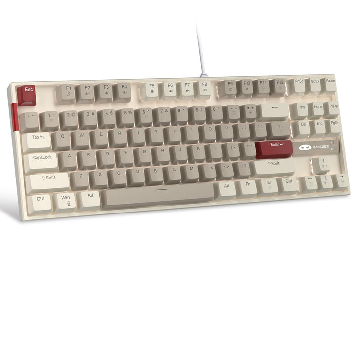 MageGee front view showing compact 87-key retro grey white design and durability