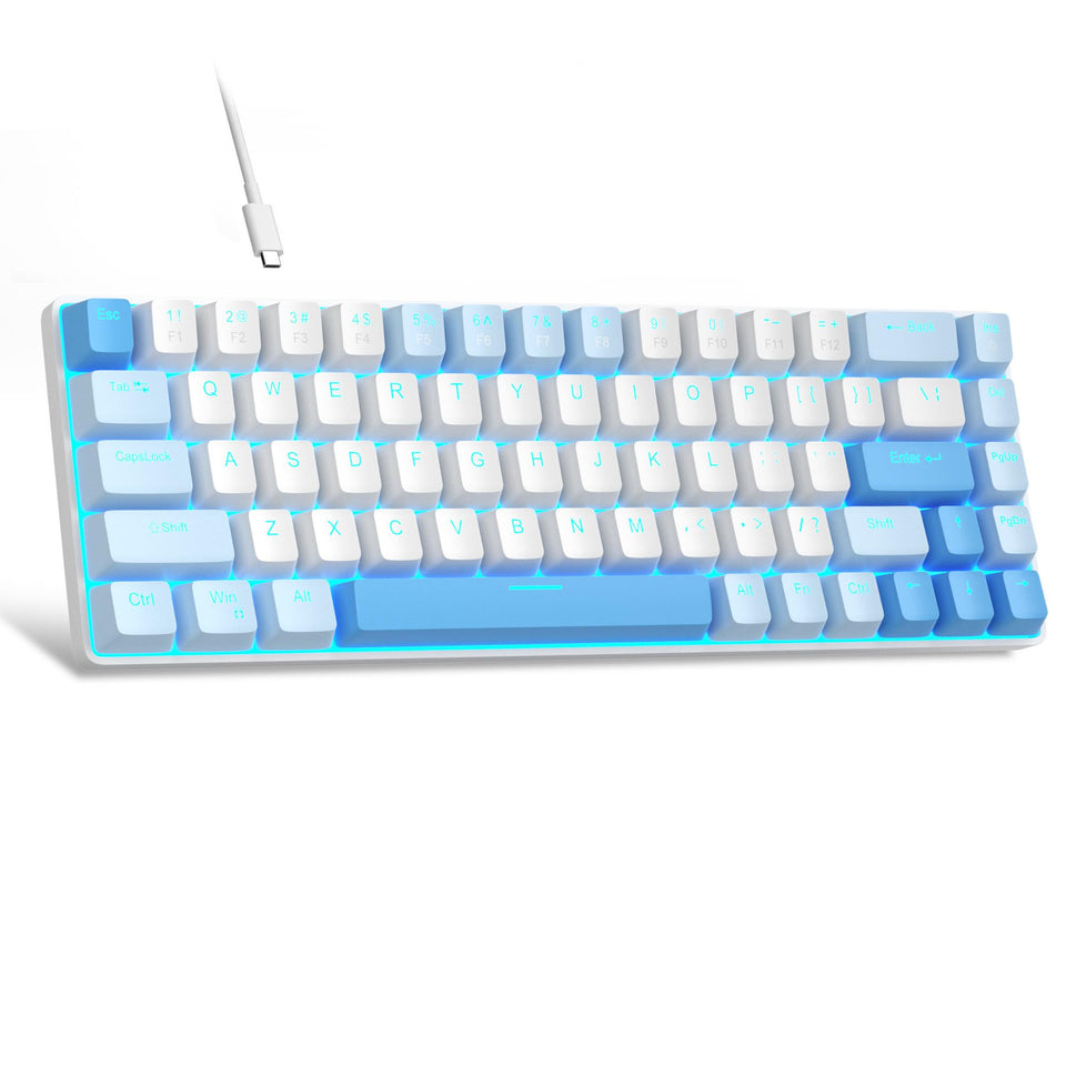 MageGee front view sky blue keyboard showing compact layout and aesthetic benefits