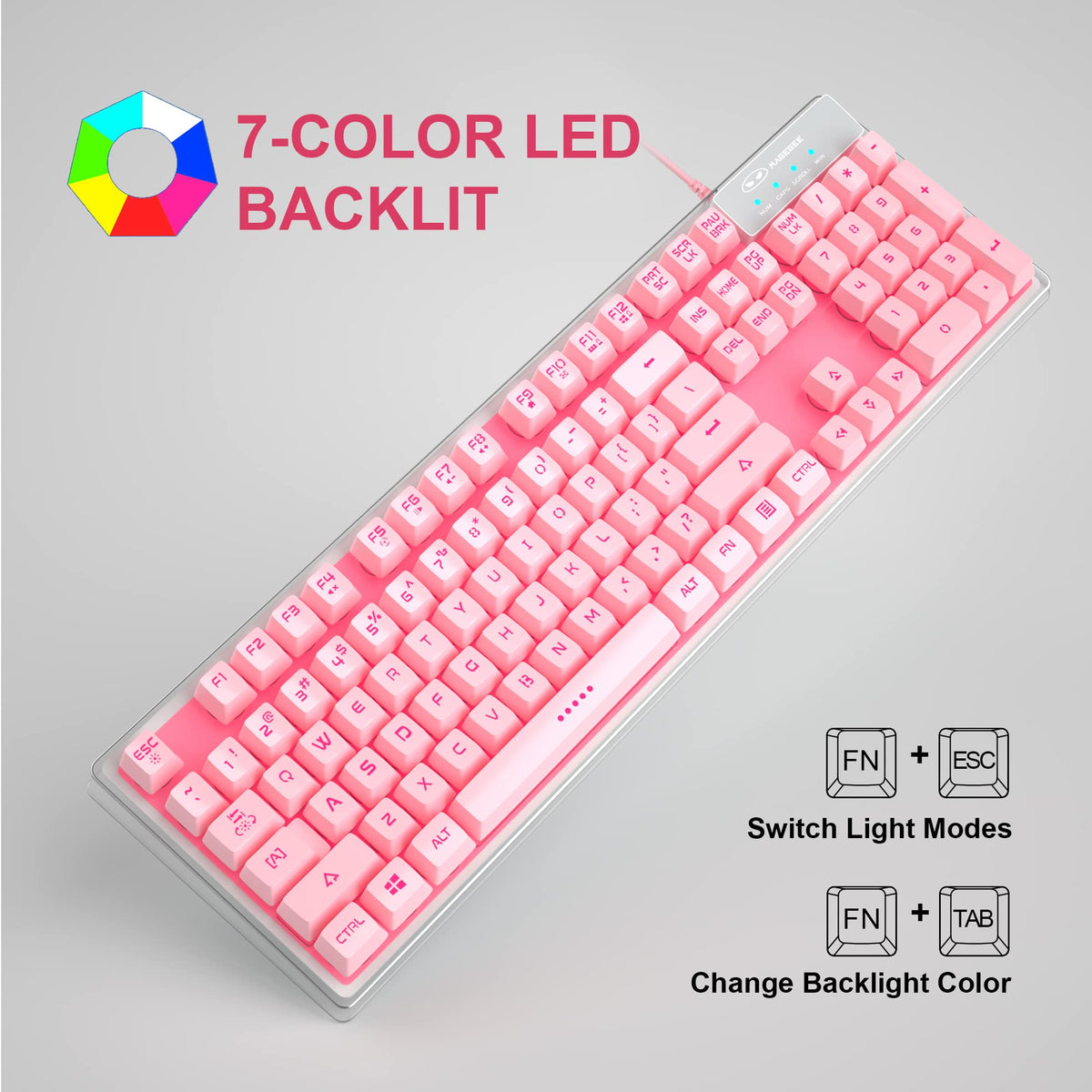 MageGee K1 pink anti-ghosting in action for simultaneous key presses