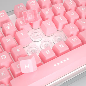 MageGee K1 pink transparent housing showcasing luminous key glow