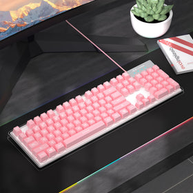 MageGee K1 pink wired USB connection ensuring plug-and-play setup