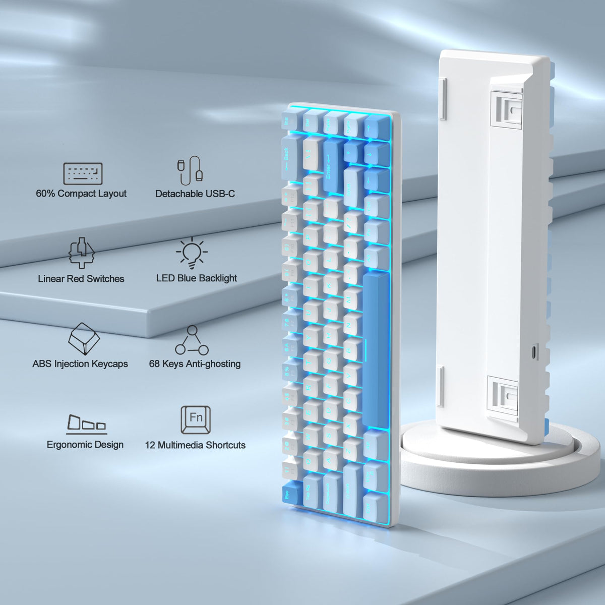 MageGee keycap close-up highlighting double-color injection keys for durability
