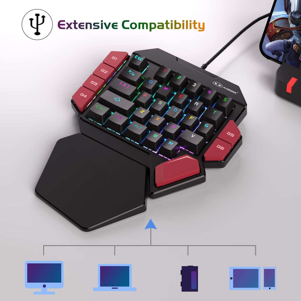 MageGee macro keys with indicator lights enabling quick programming
