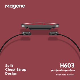 Magene H603 red LED indicator flashing to confirm connection and ready-to-use status