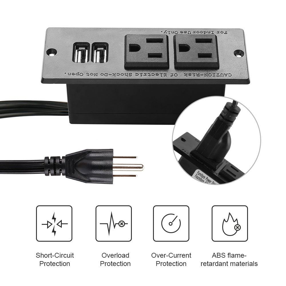 Maggie 6.5 ft cord extending reach to power outlets across the table.