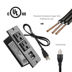 Maggie table-installed power strip shown in use for neat, accessible charging on desks.