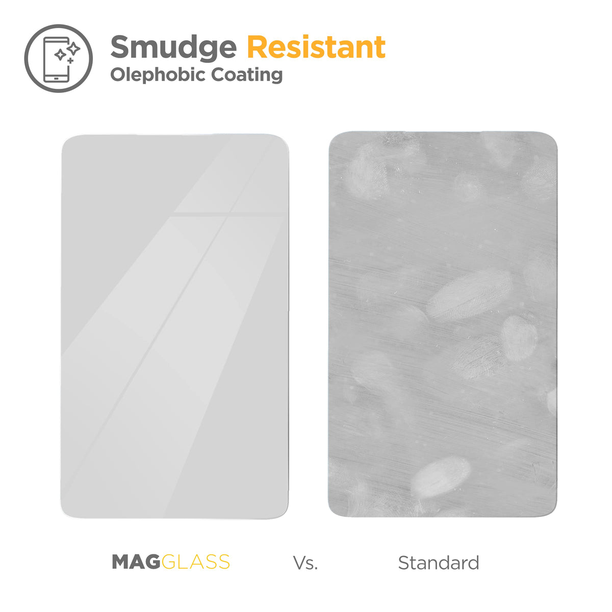 magglass installed on Square terminal with finger tapping screen - maintains responsive touch