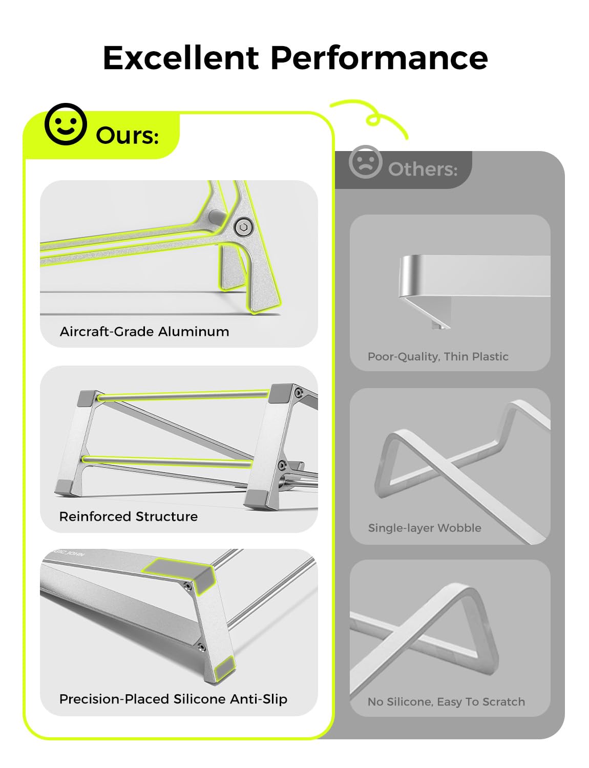 Magic John laptop stand folded portable shows ultra-thin form for on-the-go use.