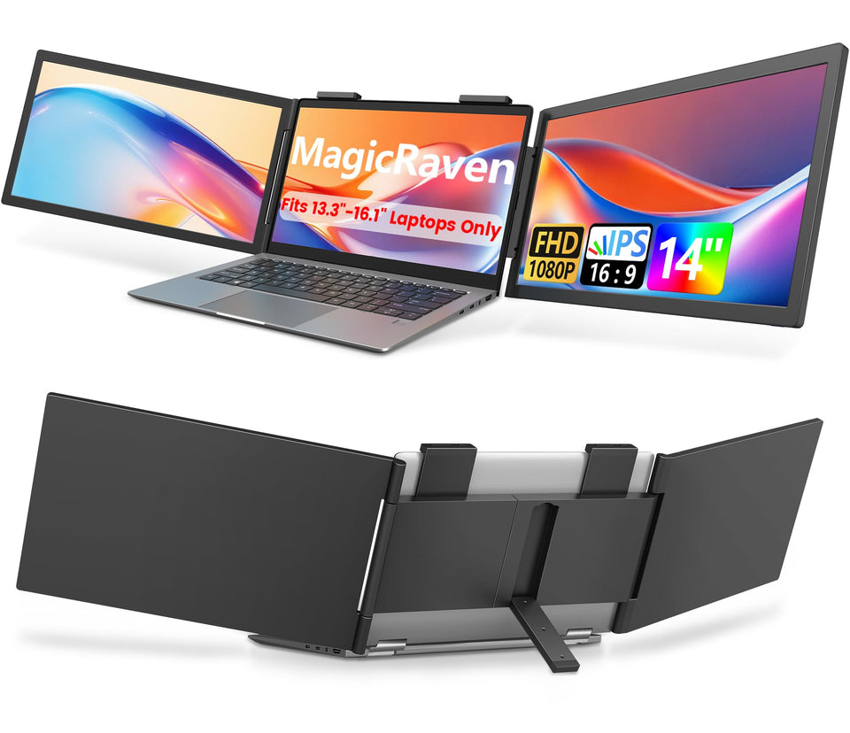 MagicRaven dual laptop screen extender enables portable multi-screen setup on the go.