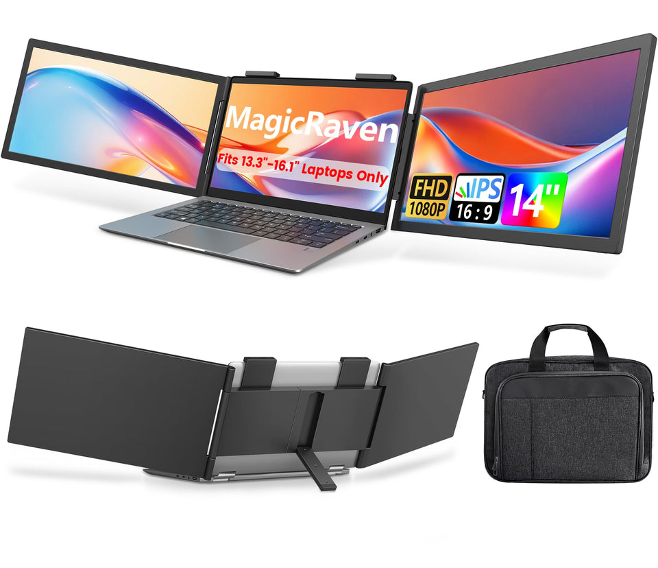 MAGICRAVEN dual laptop screen extender in protective case for travel