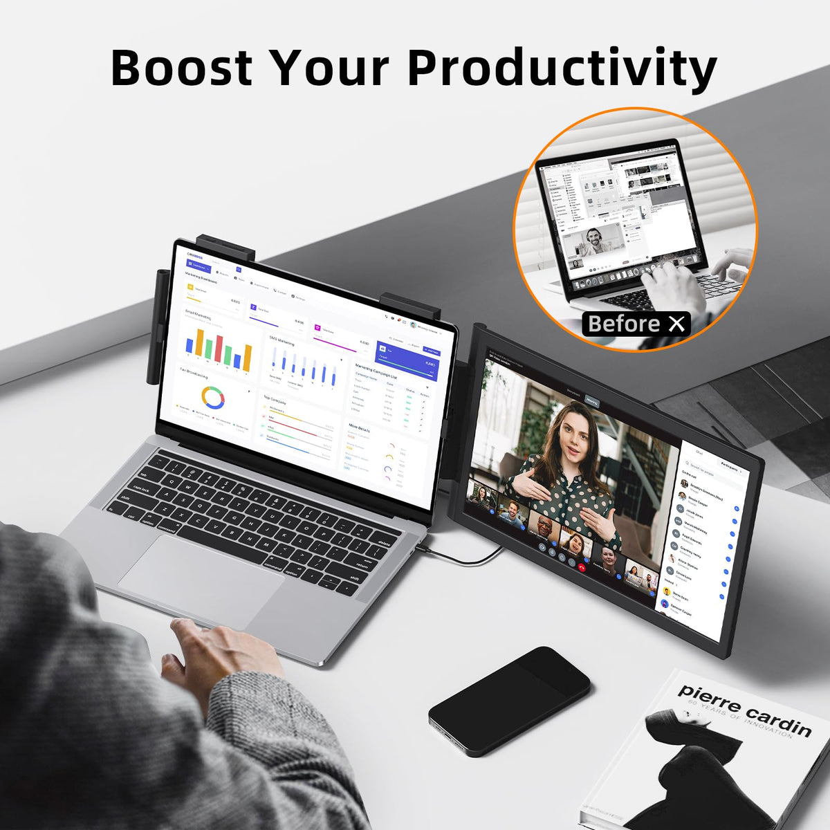 MagicRaven plug-and-play USB-C HDMI monitor, easy setup across Windows, Mac, and Chrome.