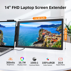 MagicRaven 1080p portable monitor delivering bright visuals for laptops during travel.