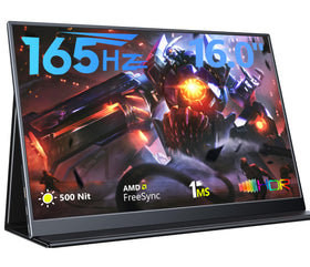 MagicRaven portable monitor displaying a 165Hz smooth gaming scene on the go