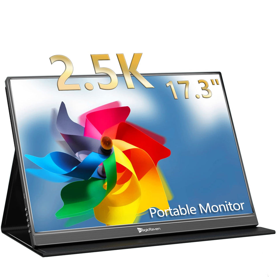 MagicRaven portable monitor front view with built-in speakers, great for travel gaming on the go.