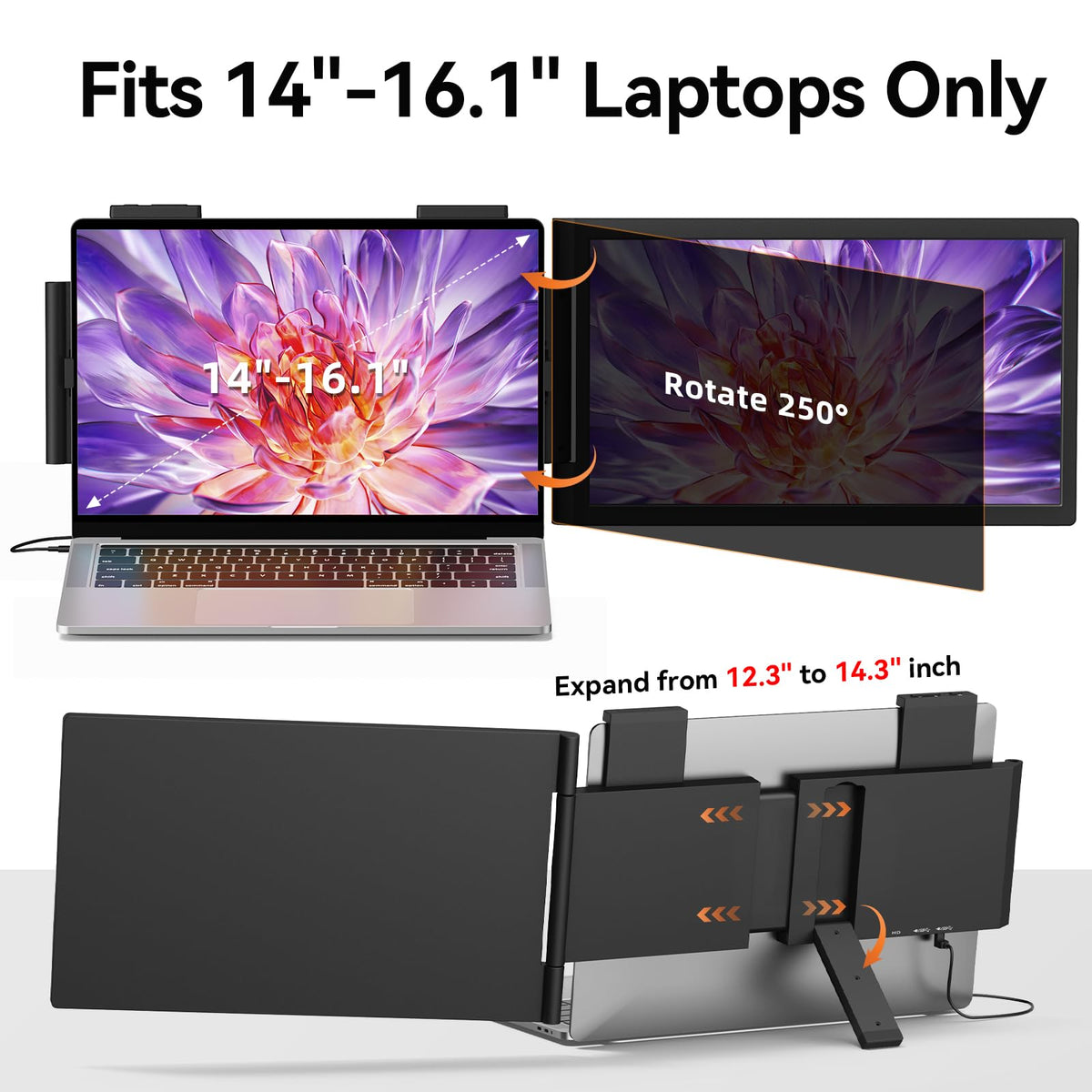 MagicRaven attachable second screen with 270-degree rotation for flexible viewing angles.