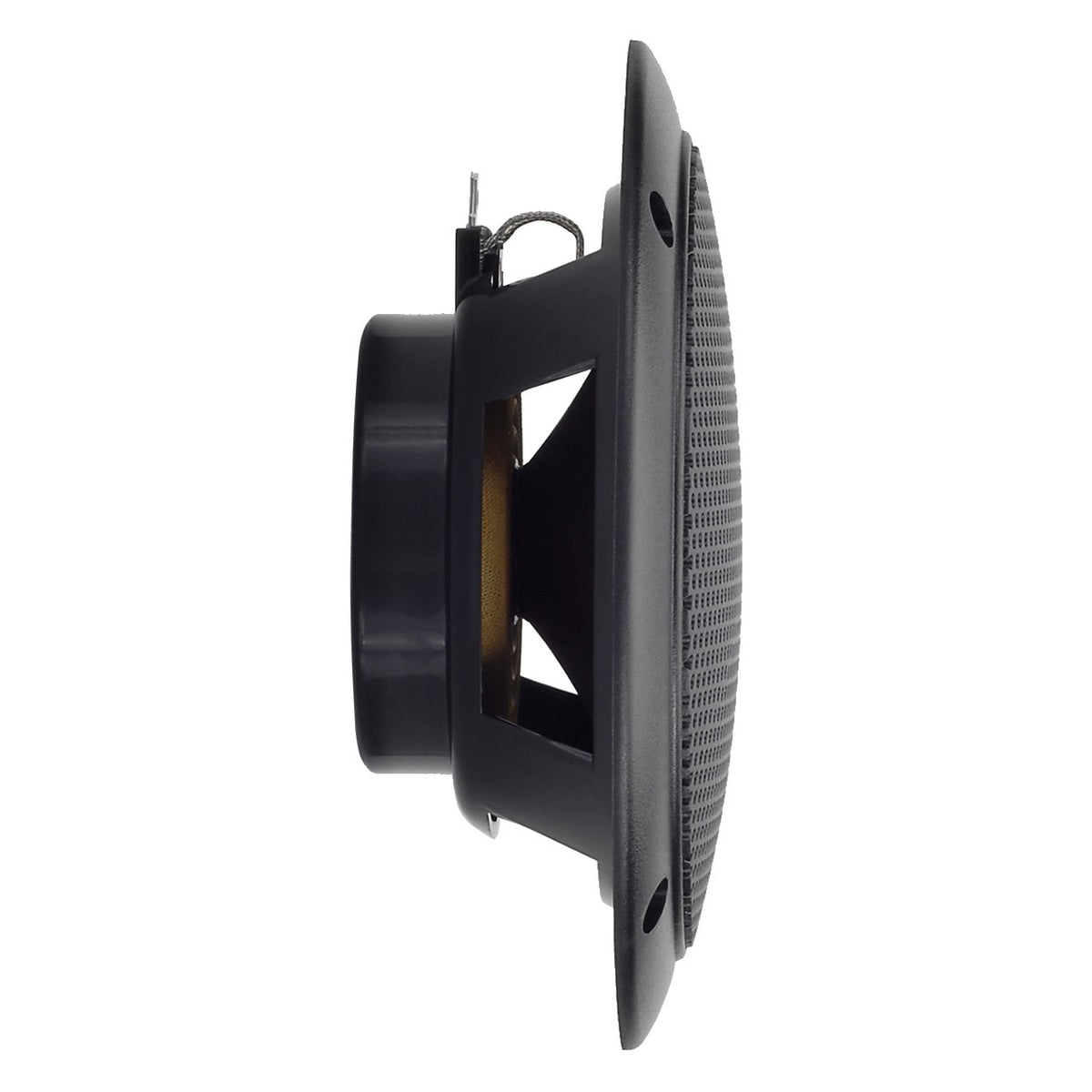 Magnadyne 5-inch water-resistant speaker side view, designed for outdoor durability.