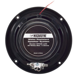 Magnadyne speaker illuminated with blue LEDs showing mood lighting advantage