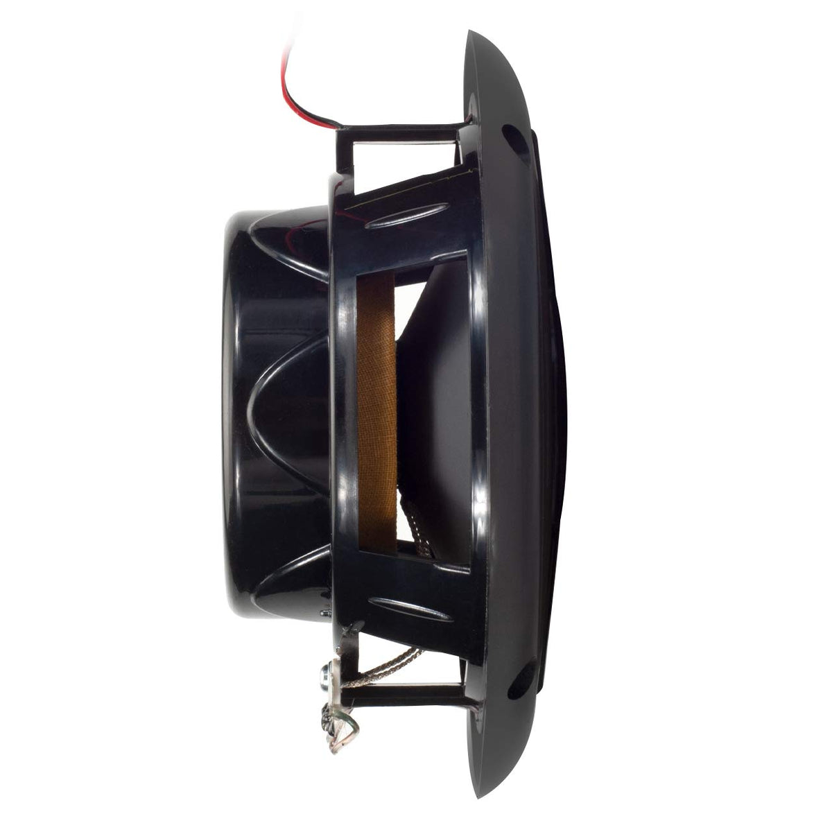 Magnadyne speaker beside ruler showing compact 5.25-inch size and easy fit