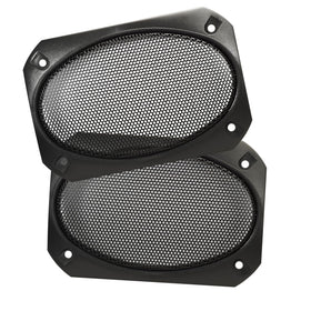 Magnadyne 4x6 speaker grill cover with arched design protects drivers while preserving sound quality.