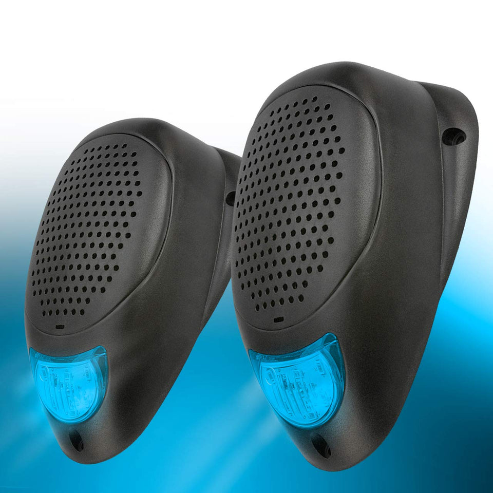 Magnadyne water-resistant 3-inch surface-mount speaker for marine use with blue LED lighting.