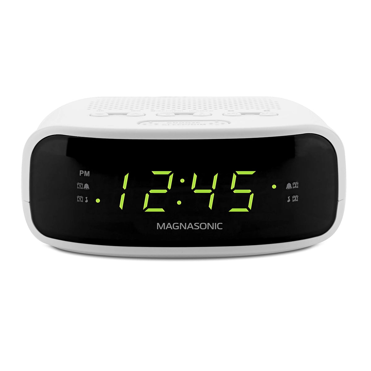 Magnasonic AM/FM tuner interface for easy station selection.