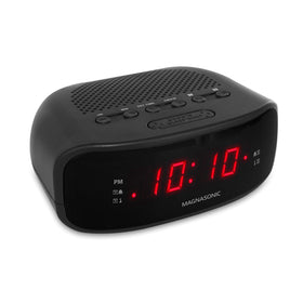 Snooze button on Magnasonic clock radio for a quick wake-up nudge
