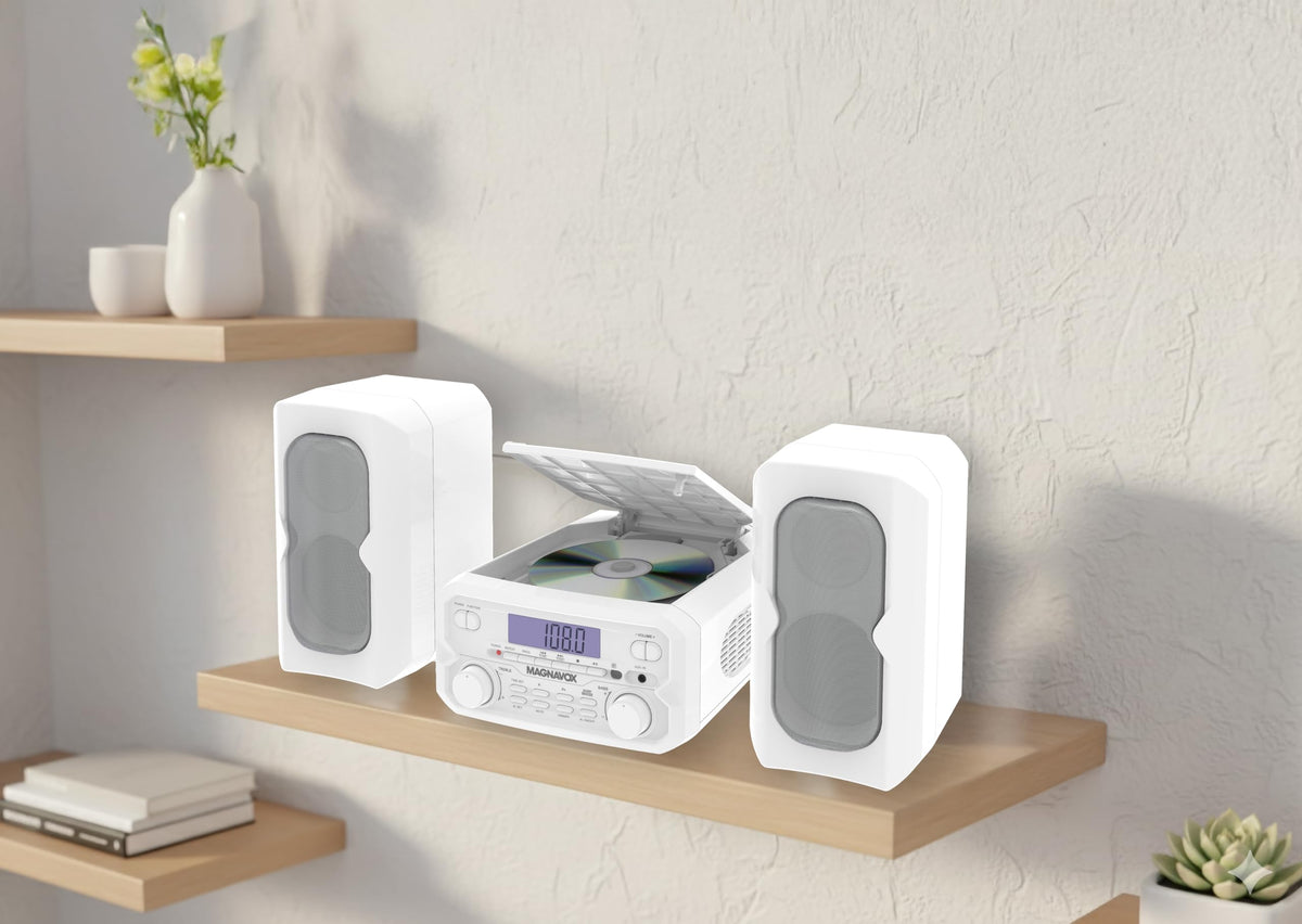 Magnavox shelf system Bluetooth panel showing pairing for wireless streaming.