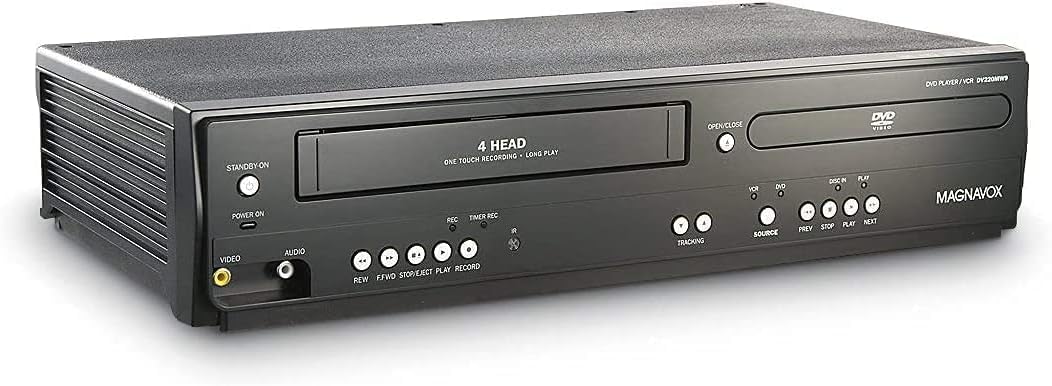 Magnavox DV220MW9 front view, compact DVD/VCR combo for family movie nights.