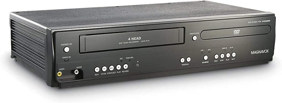 Magnavox DV220MW9 front view, compact DVD/VCR combo for family movie nights.
