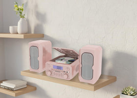 Magnavox living room setup in silver, compact system ideal for cozy spaces