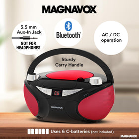 Magnavox MD6949 side profile highlighting speaker grille and balanced stereo output