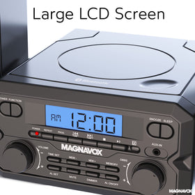 Magnavox clear LCD display close-up for readable track and radio information